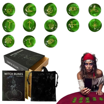 Rune Coal Set avec Runes Plepour débutants, verre, sorcières, velours, proximité, sac à cordes pour la guérison