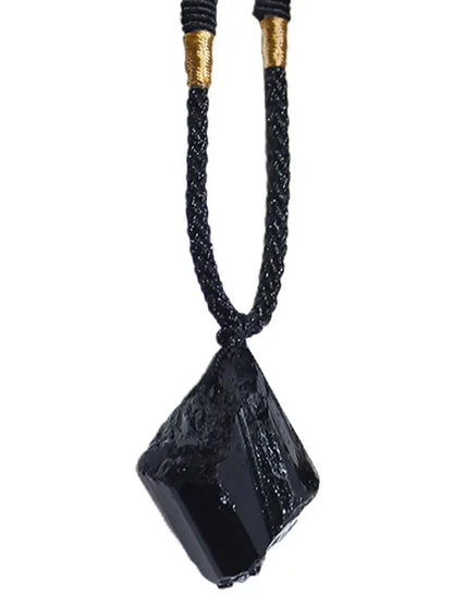 Collier Tourmaline noire naturelle, 1 pièce, bijoux Chakra de roche minérale, pendentif en pierre de cristal de Quartz pour homme, forme irrégulière
