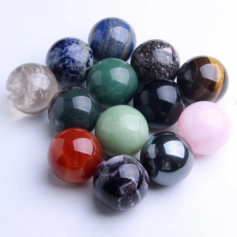 Boule de cristal naturel de 3cm, Quartz Rose, Globe poli, améthyste Lazuli, boule de massage, décoration de bureau pour la maison, boule de cristal de 30mm