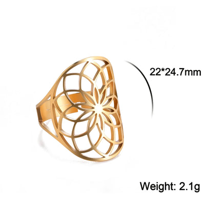 EUEAVAN – bague fleur de vie en acier inoxydable, géométrie sacrée archange Metatron, amulette réglable, bijoux cadeau, vente en gros