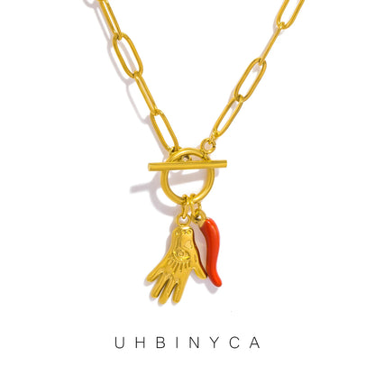 UHBINYCA – collier avec pendentif à breloque main Hamasa en acier inoxydable pour femmes, bijoux personnalisés hypoallergéniques exquis