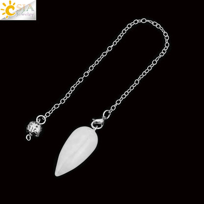 Pendule en Pierre Naturelle, Pendentif en Clip Turquoise, Goutte d'Eau de Guérison, Synchronisation, Radiesthésie, Reiki, T041