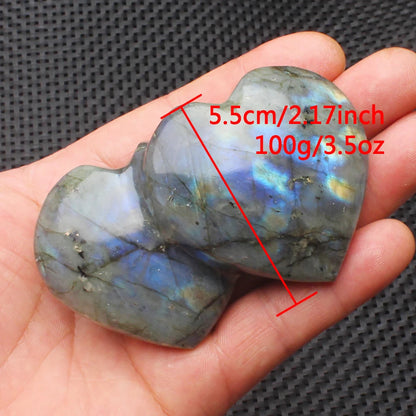 Pierre de cristal naturel en forme de cœur d'amour, Labradorite Reiki, guérison, Quartz Rose, décoration en cristal d'amour, artisanat 4-6cm