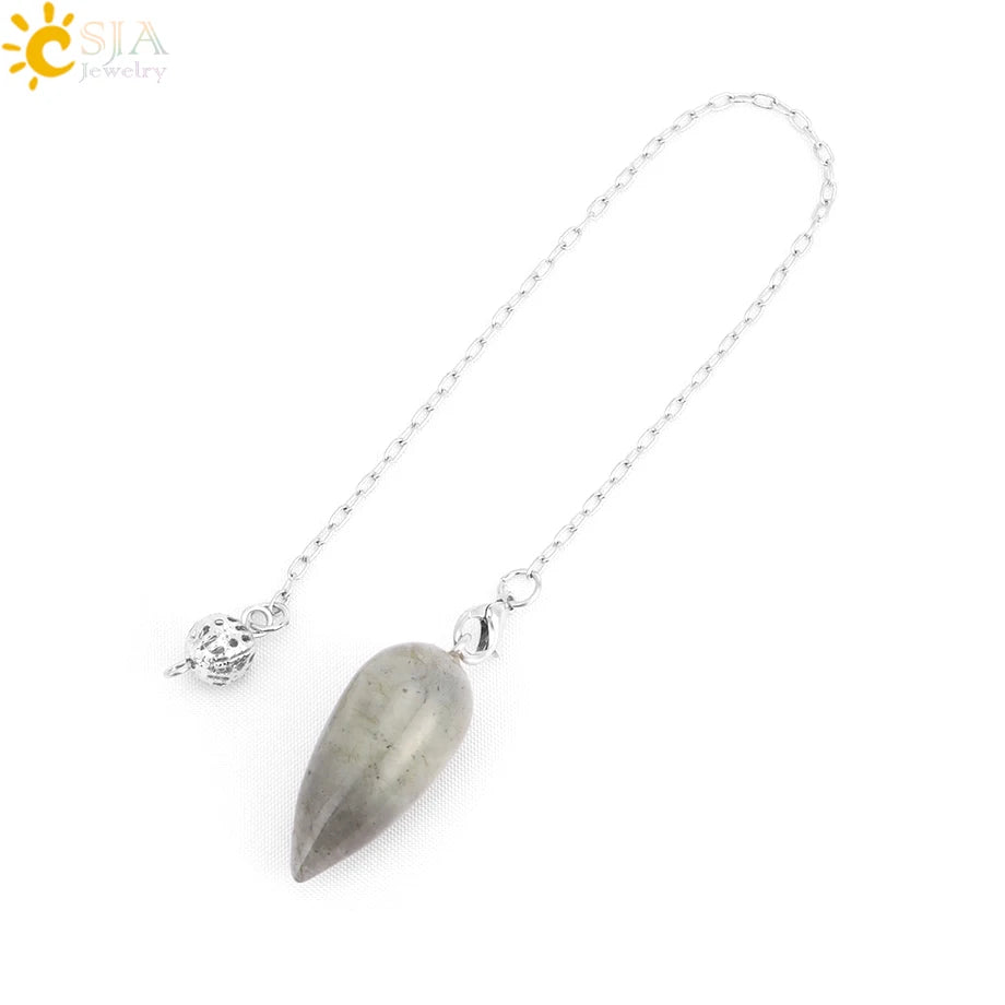Pendule en Pierre Naturelle, Pendentif en Clip Turquoise, Goutte d'Eau de Guérison, Synchronisation, Radiesthésie, Reiki, T041