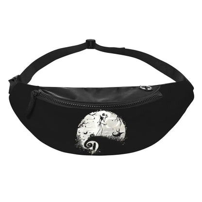 Sac Banane Personnalisé L'Étrange Noël de Monsieur Jack, Sacoche à Bandoulière pour Voyage, Randonnée, Téléphone, Poudres d'Argent
