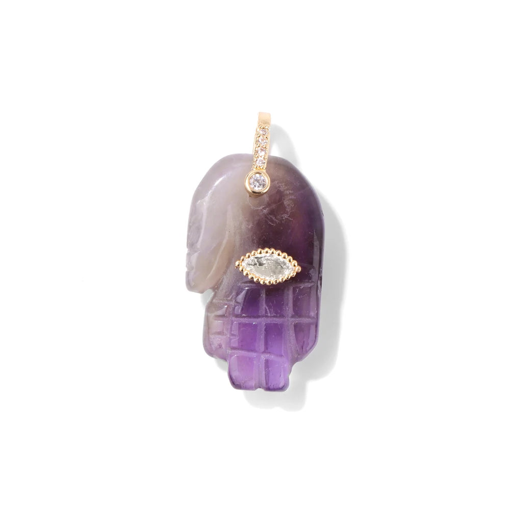 Pendentif main de Fatima Hamsa mauvais œil, Lapis Lazuli, améthystes, Rose, quart, pierre naturelle, breloque pour la fabrication de colliers, accessoires de Bracelet