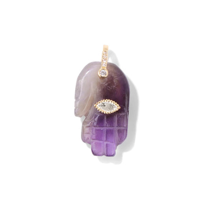 Pendentif main de Fatima Hamsa mauvais œil, Lapis Lazuli, améthystes, Rose, quart, pierre naturelle, breloque pour la fabrication de colliers, accessoires de Bracelet