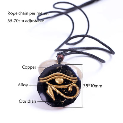 Oeil de Ra Horus Orgonite pendentif obsidienne Reiki Quartz Reiki cristal de guérison collier d'énergie réglable égyptien ancien