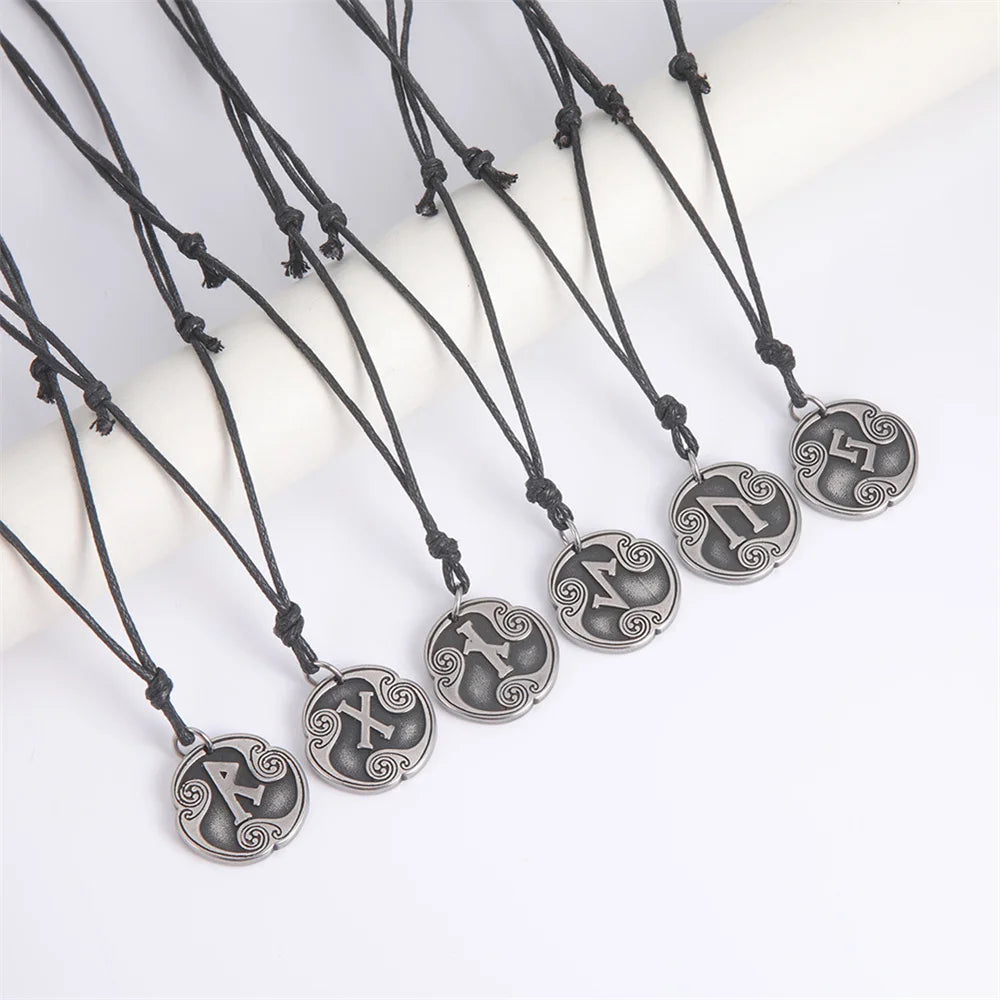 EUEAVAN rétro mystérieux Runes collier Viking bijoux corde chaîne réglable colliers en acier inoxydable pendentif amulette bijoux