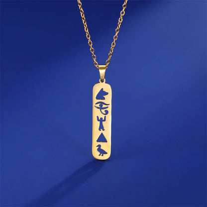 EUEAVAN hiéroglyphes cartouche collier en acier inoxydable égyptien Ankh oeil d'horus egypte déesse aile colliers bijoux spirituels
