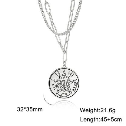LIKGREAT-Collier pendentif pentagramme, bijoux en acier inoxydable, nom de Dieu, protection du pentacle, amulette porte-bonheur, cadeau