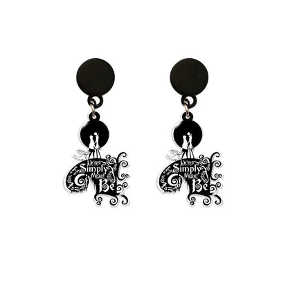 Boucles d'oreilles du film Disney The Nightmare Before Christmas, série Jack Skellington, crâne imprimé personnalisé, bijoux, accessoires, cadeau