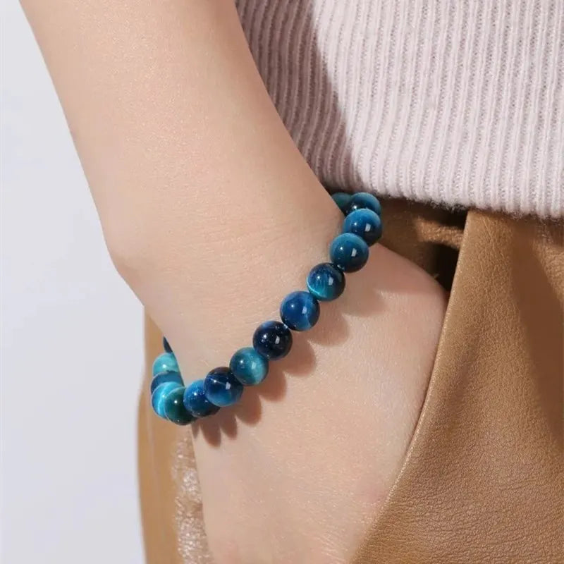 JD pierre naturelle bleu oeil de tigre Bracelets de perles femmes hommes Reiki guérison Yoga méditation bracelets porte-bonheur Pulseras bijoux cadeau