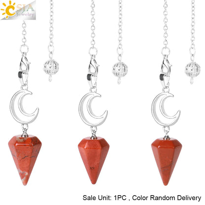 Pendule en cristal spirituel pour Divination, ésotérisme, lune de guérison, pendentif cône en pierre naturelle, Quartz rose, radiesthésie S9