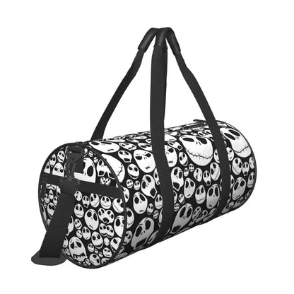 Sac fourre-tout de plage personnalisé Jack Skellington pour femmes, squelette vivant, grand compartiment, sacs de voyage pour salle de sport et plage