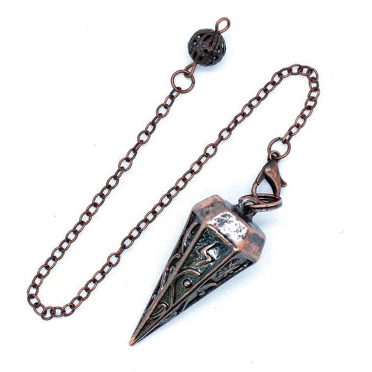 Pendule Rune en métal de cuivre pour la radiesthésie, pendentif antique spirituel, équilibrage du corps, guérison Chakra, Reiki