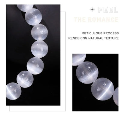 JD – Bracelet de perles en pierre de sélénite blanche naturelle pour hommes et femmes, 100% véritable pierre ronde en gypse, extensible, 6, 8, 10mm, cadeau de Yoga minéral