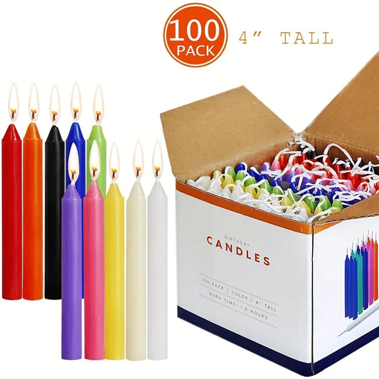 Mini bougie conique de couleurs assorties non parfumées, idéale pour le lancer des carillons, des rituels, des incantes, des jeux de cire et plus, décoration de noël, 100/60 pièces