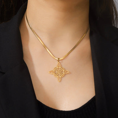 Collier Vintage avec nœud de sorcière pour femmes, pendentif porte-bonheur, amulette de Protection des celtiques irlandais, en acier inoxydable, bijoux Wicca, cadeau