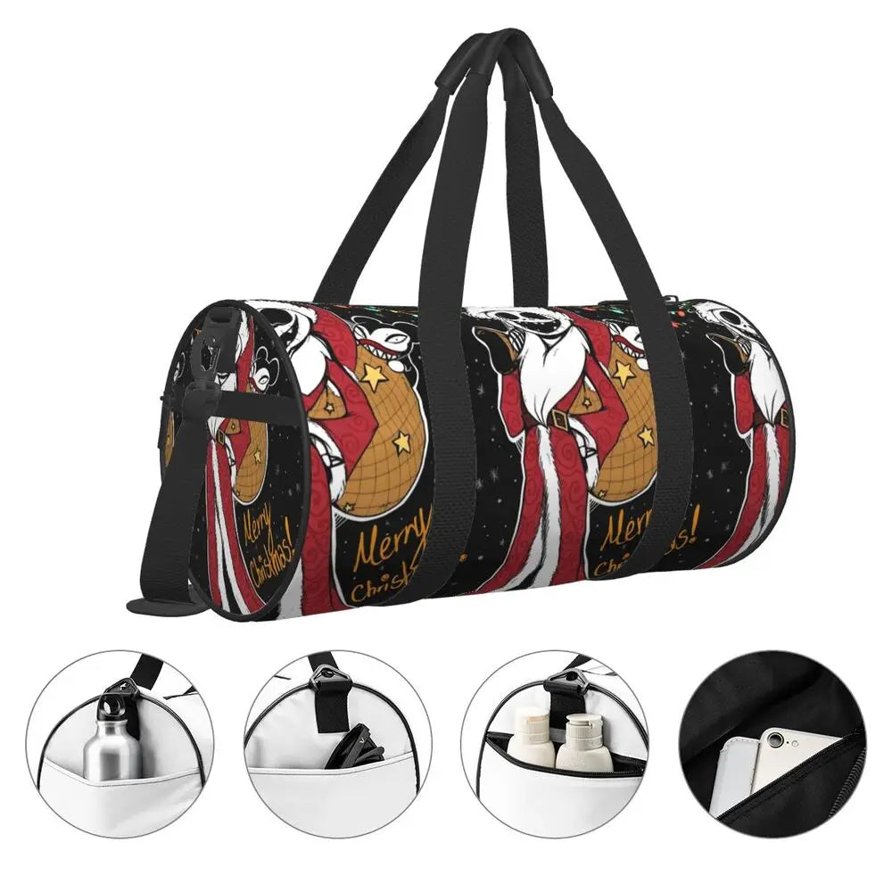 Sac fourre-tout de plage personnalisé Jack Skellington pour femmes, squelette vivant, grand compartiment, sacs de voyage pour salle de sport et plage