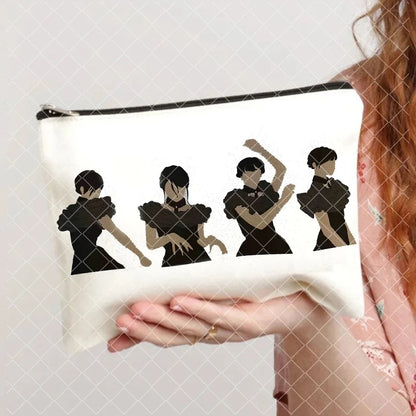 Mercredi Addams et Enid trousse à cosmétiques femmes sacs de toilette décontracté rouge à lèvres sacs de maquillage cadeau gothique filles Nevermore Academy