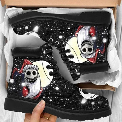 Cauchemar Brfore Noël Anime Figure Jack Skellington Sally Bottes Baskets montantes Femmes Crâne Bottes Halloween Cosplay Chaussures