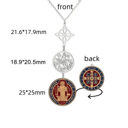 Jeshayuan médaille de Saint benoît avec collier tétragrammaton pendentif pentagramme collier Original noeud de sorcières