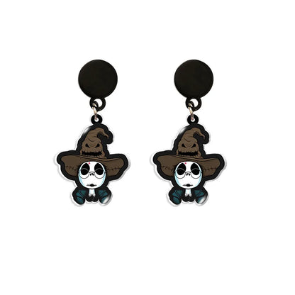 Boucles d'oreilles du film Disney The Nightmare Before Christmas, série Jack Skellington, crâne imprimé personnalisé, bijoux, accessoires, cadeau
