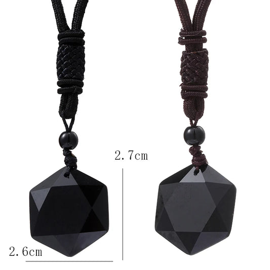 Chaud noir obsidienne hexagramme étoile de David chanceux amulette amour Quartz naturel pendentif collier hommes Orgone cristal gemmes bijoux