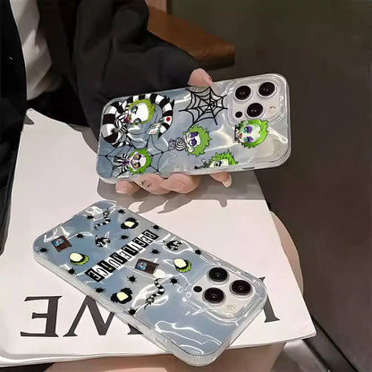 Coque de téléphone Horror B-BeetlejuiceS pour iPhone 16 15 14 13 Plus Pro Max, surface brillante colorée en satin