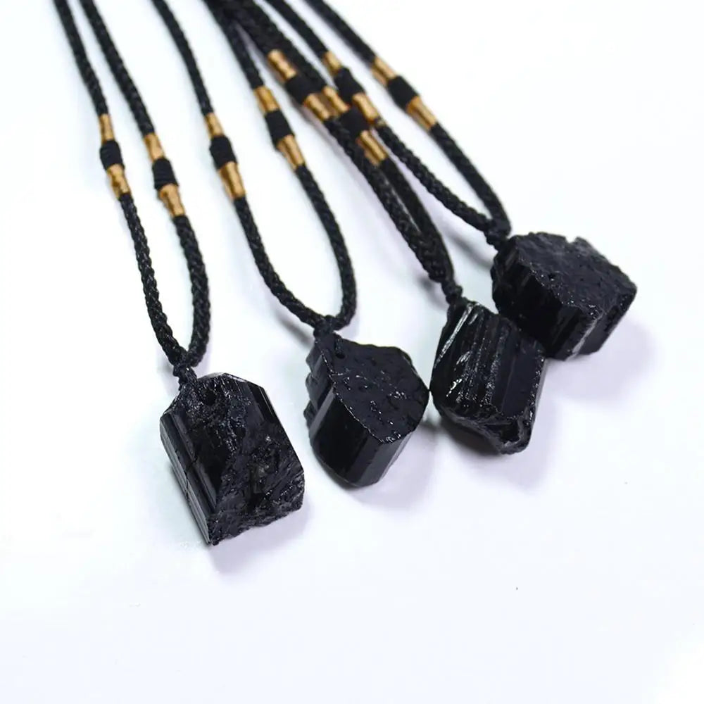 Collier Tourmaline noire naturelle, 1 pièce, bijoux Chakra de roche minérale, pendentif en pierre de cristal de Quartz pour homme, forme irrégulière