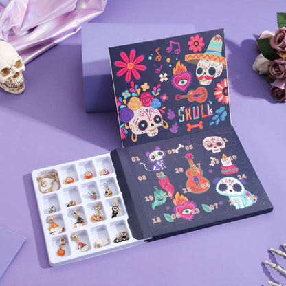 Calendrier de l'avent d'halloween 24 jours, coffret cadeau crâne citrouille, breloques à assembler soi-même, Bracelet de perles, calendrier Surprise de compte à rebours d'halloween, cadeau