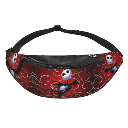 Sac Banane Personnalisé L'Étrange Noël de Monsieur Jack, Sacoche à Bandoulière pour Voyage, Randonnée, Téléphone, Poudres d'Argent