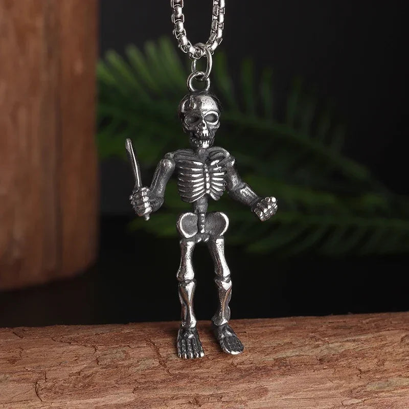 Collier pendentif tête de mort gothique Nina ifixion pour homme, punk vintage, bondage, démon, motard, rock, exorciste, bijoux, cadeau d'Halloween