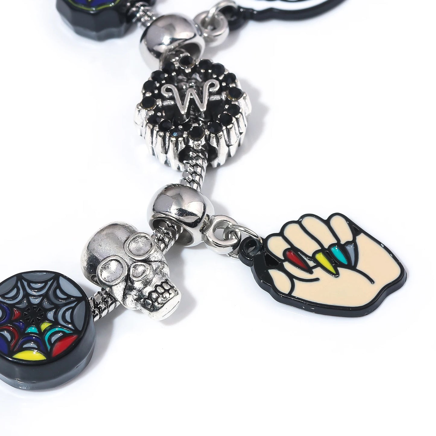 Bracelet de perles de fenêtre arc-en-ciel mercredi Addams, pendentif chose à main, bijoux gothiques pour femmes, accessoires cadeau