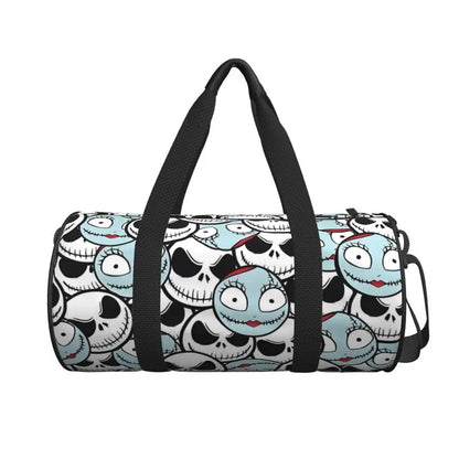 Sac fourre-tout de plage personnalisé Jack Skellington pour femmes, squelette vivant, grand compartiment, sacs de voyage pour salle de sport et plage
