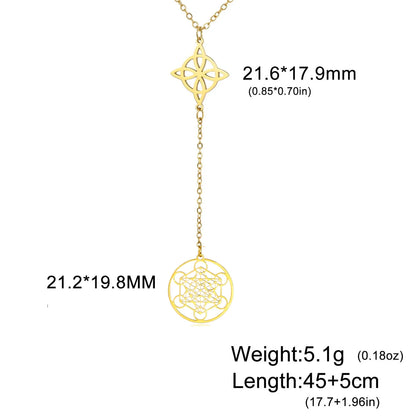 Skyrim Metatron Cube Collier pendentif noeud de sorcière Double amulette Protection Colliers en acier inoxydable Bijoux de sorcellerie vintage