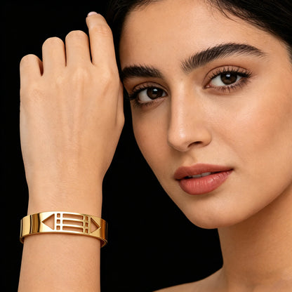Bracelet ouvert géométrique creux Atlantis personnalisé, bijoux en acier inoxydable pour homme et femme, style civilisation ancienne mystérieuse, cadeaux de mode