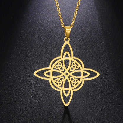 Dawapara-Collier à Nministériels d de Sorcière en Acier Inoxydable pour Femme, Amulette de Protection, Bijoux Wiccan