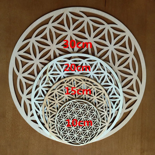 10/15/20/30cm High Quality Wooden Wall Sign Flower Of Life Sacred Geometry Home Decoration Wood Coaster for Home Wall Decor
