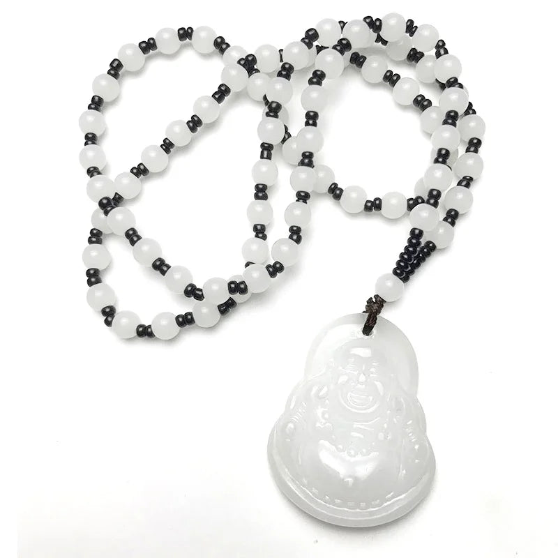 Colliers avec pendentif bouddha noir et vert pour femmes, amulette de Style chinois Maitreya, bijoux, nouveau Style, livraison directe