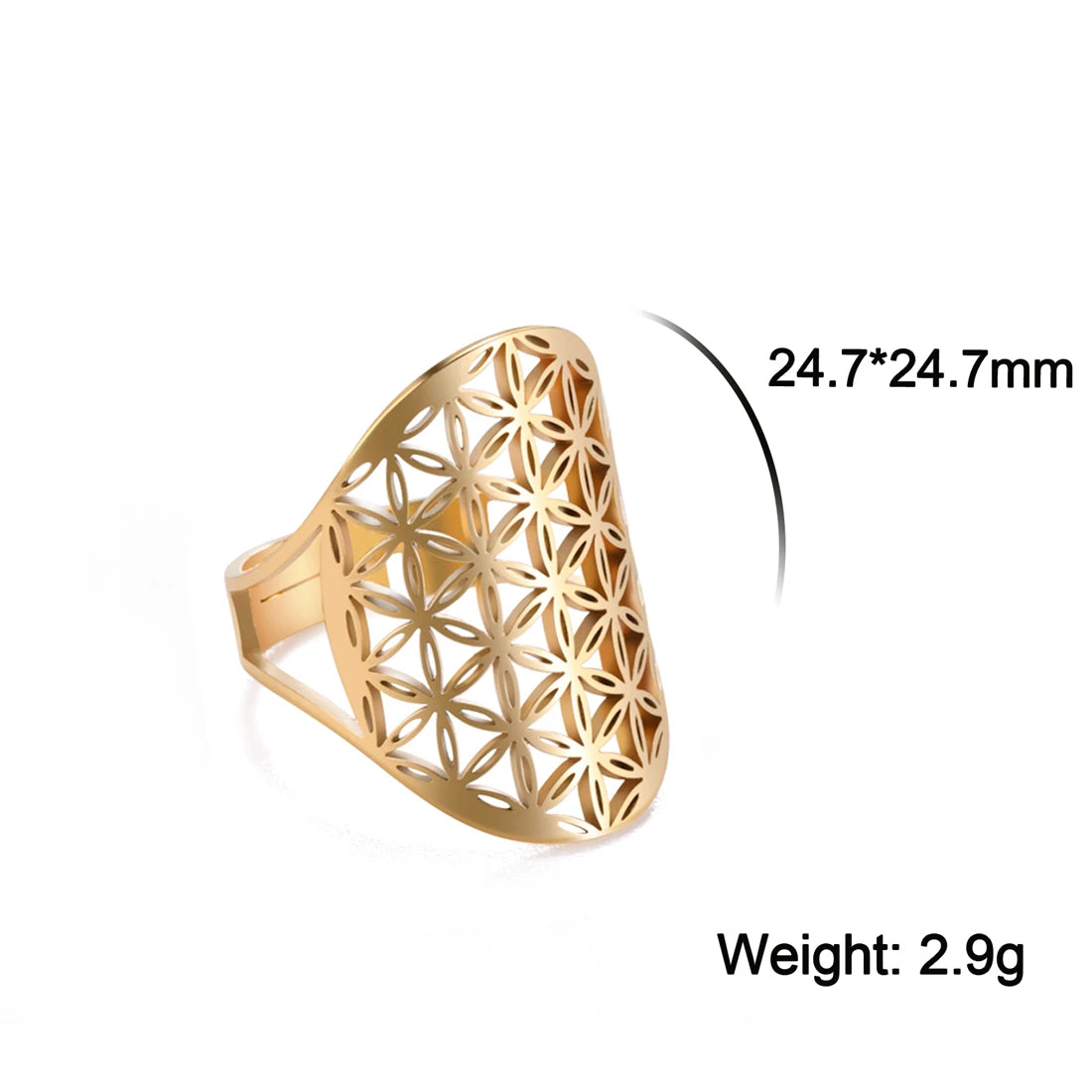 EUEAVAN – bague fleur de vie en acier inoxydable, géométrie sacrée archange Metatron, amulette réglable, bijoux cadeau, vente en gros