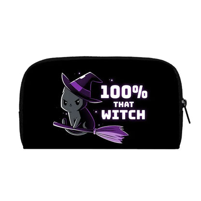 Portefeuille long de sorcière chat noir mignon pour hommes et femmes, sac à main gothique, sac à passeport, porte-monnaie pour téléphone, crâne de sorcellerie, filles