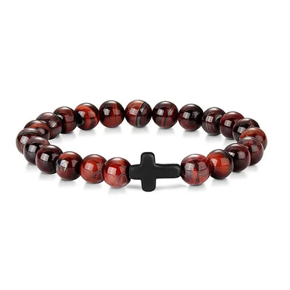 Bracelets de Prière en Pierre Naturelle pour Homme et Femme, Chapelet en Bois, Hématite, Croix, Onyx, Méditation, Yoga, Bijoux, Zones Me Pulsera