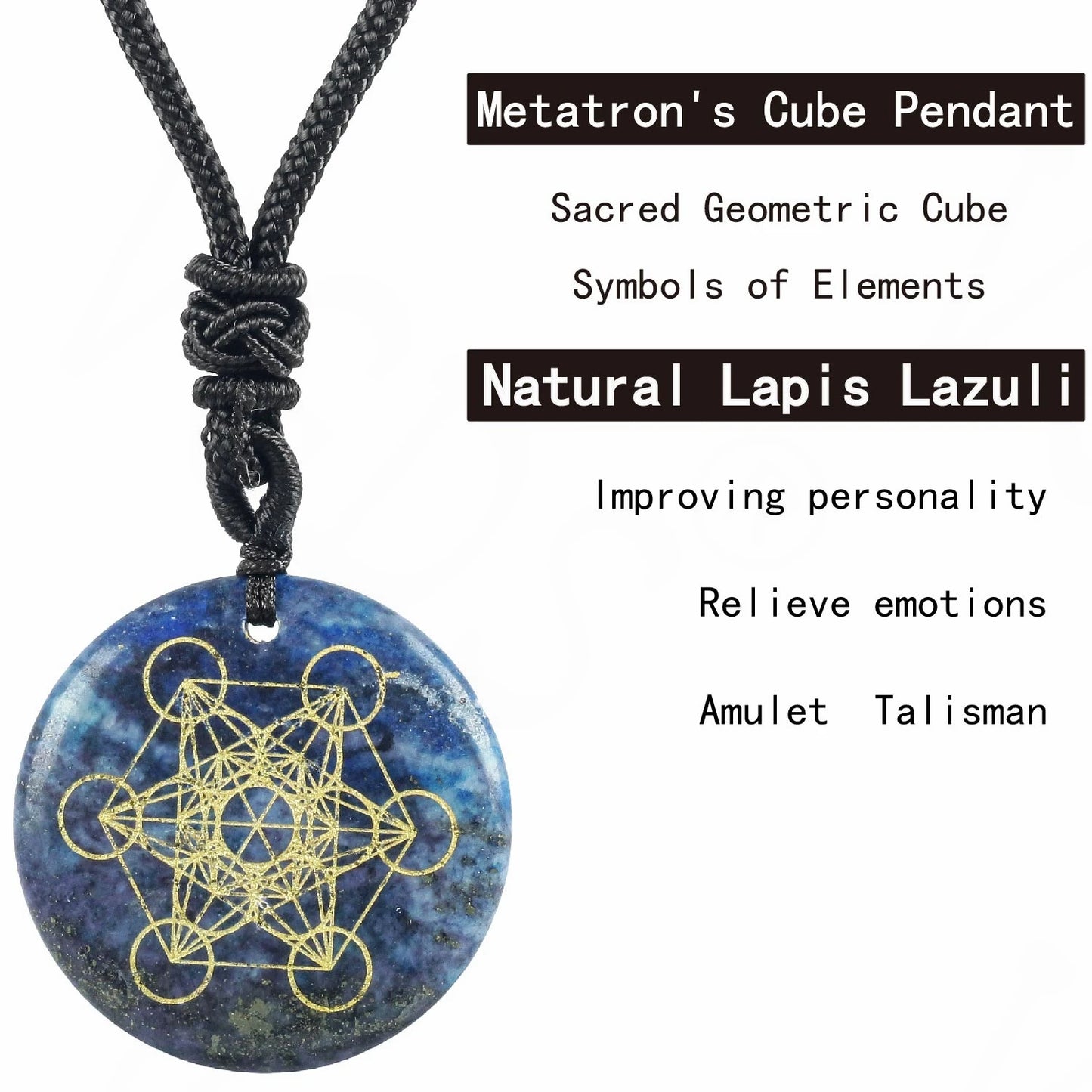 Pierre de cristal naturel Cube de Metatron pendentifs multidimensionnels mythologie ange mystérieux symboles divins colliers d'énergie Reiki