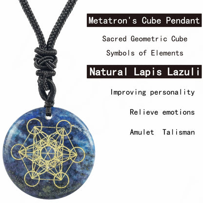 Pierre de cristal naturel Cube de Metatron pendentifs multidimensionnels mythologie ange mystérieux symboles divins colliers d'énergie Reiki
