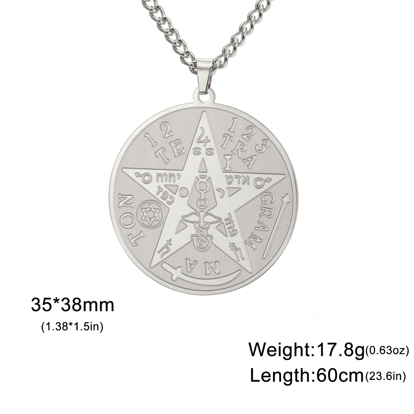 LIKGREAT-Collier pendentif pentagramme, bijoux en acier inoxydable, nom de Dieu, protection du pentacle, amulette porte-bonheur, cadeau