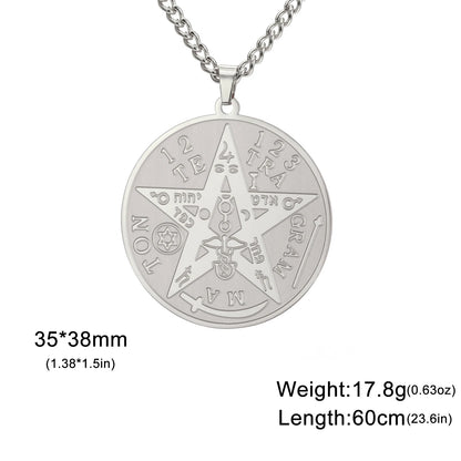 LIKGREAT-Collier pendentif pentagramme, bijoux en acier inoxydable, nom de Dieu, protection du pentacle, amulette porte-bonheur, cadeau