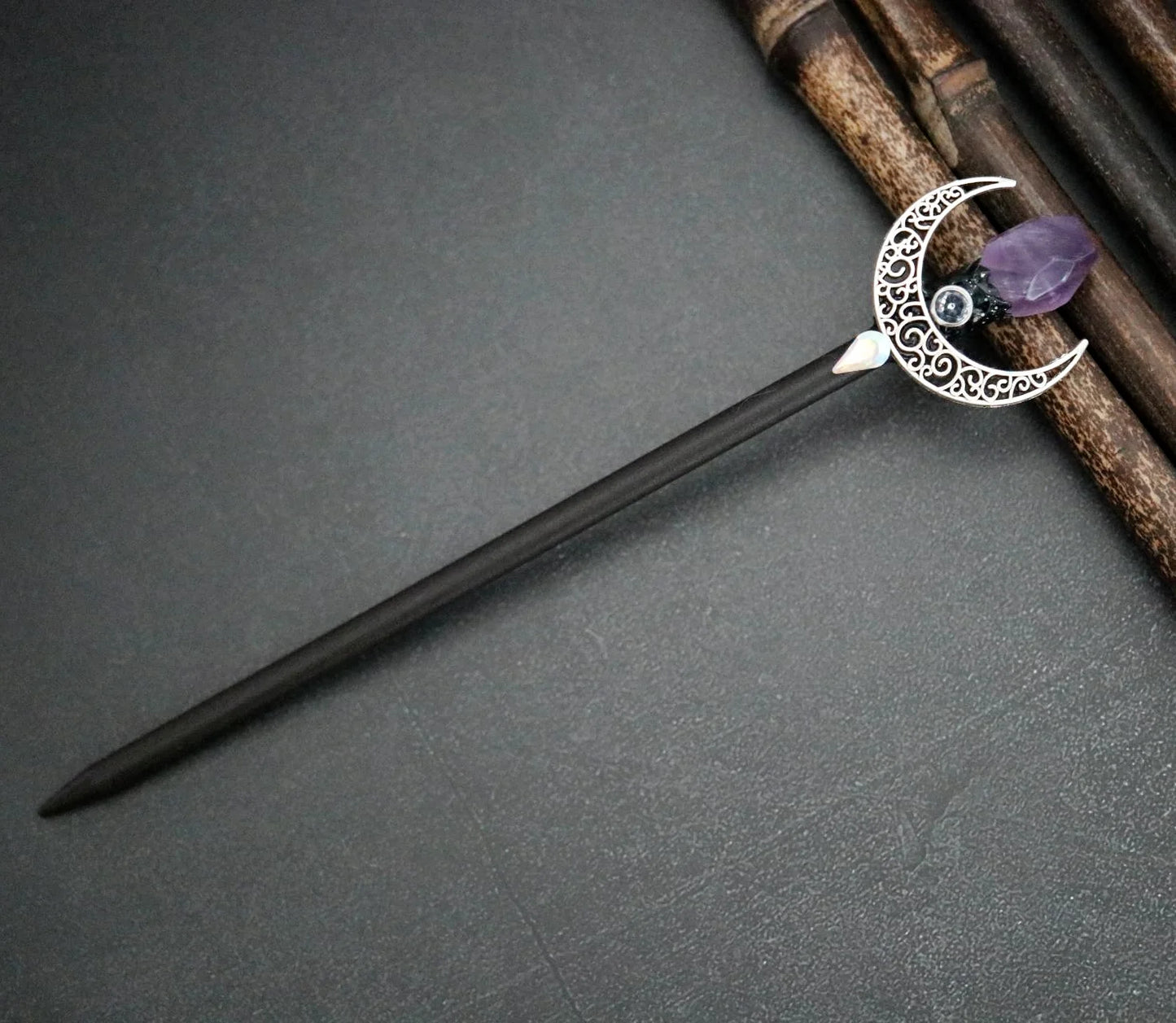Baguette magique de sorcière vintage faite à la main, épingle à cheveux en cristal, branche de sorcière, Jeanne de périphérie, anciers de cheveux, patients Wiccan, cadeaux de mariage