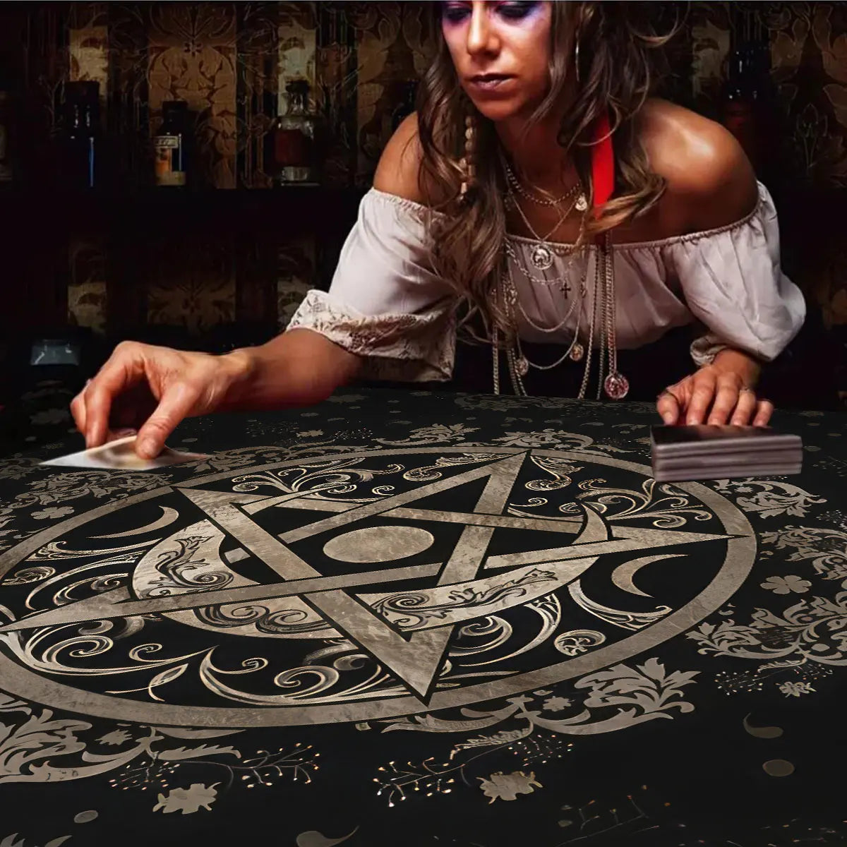 Couverture de Table de Tarot en tissu d'autel, douze Constellations étoilées, amour carrière, carte Oracle, nappe de Table de Tarot de lune, Divination